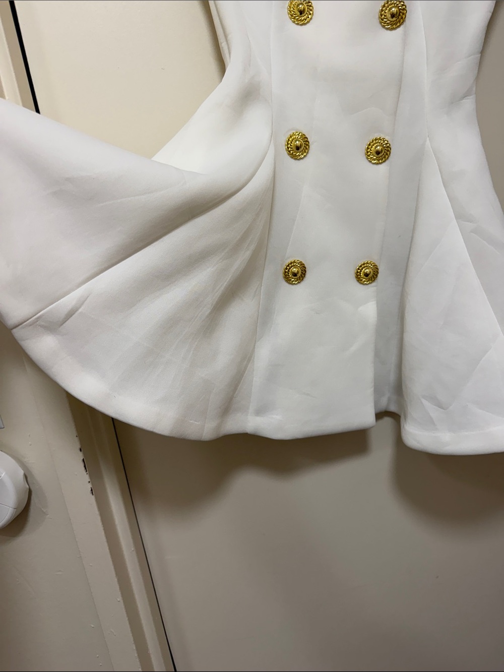 Fashion Nova White Sleeveless Double-Breasted Mini Dress with Gold Buttons - Picture 2 of 4